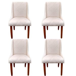 Kit 04 Cadeiras Para Sala de Jantar Lizz Pés Palito Veludo Bege D'Classe Decor