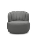 Ver imagem 3 de Conjunto Sala de estar Decorativo Mariele Poltrona Base Giratória em Aço com Puff Couro Grafite G88 