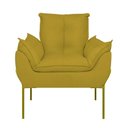 Ver imagem 5 de Poltrona Sofá Luxo Base Metal Dourada Recepção Escritório Amarelo