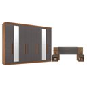 Ver imagem 1 de Guarda Roupa Casal Master New 8 Portas de Bater 4 Gavetas MDP com Espelho e Cabeceira Loanda Jatobá