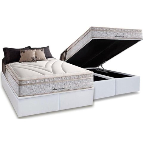 Cama Box Baú King: Colchão Molas Masterpocket Ensacadas Herval Maxspring American + Base Crc