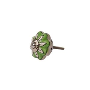 Puxador Porta Ceramica Verde Folha 4x4x3cm