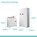 Ver imagem 6 de Conjunto Infantil Ane Guarda Roupa e Comoda Mdf Mdp Branco Pheonix Baby