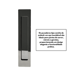 Puxador Duplo Concha de Embutir para Porta Inox Polido 25cm - 4
