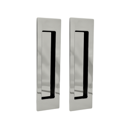 Puxador Duplo Concha de Embutir para Porta Inox Polido 25cm - 1