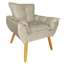 Ver imagem 1 de Poltrona Decorativa Opala Pés Palito Quarto de Menino Tecido Bege Areia Claro - Borsuk