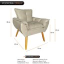 Ver imagem 3 de Poltrona Decorativa Opala Pés Palito Quarto de Menino Tecido Bege Areia Claro - Borsuk