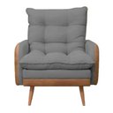 Ver imagem 7 de Poltrona de Amamentação Reclinável 5 Posições com Puff Linho Grafite com Corino Nozes