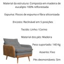Ver imagem 2 de Poltrona de Amamentação Reclinável 5 Posições com Puff Linho Grafite com Corino Nozes