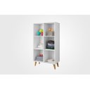 Ver imagem 2 de Estante Montessoriana com 6 Nichos Estilo Retrô com Pés em Madeira Cor Branco Ja