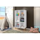 Ver imagem 1 de Estante Montessoriana com 6 Nichos Estilo Retrô com Pés em Madeira Cor Branco Ja