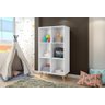Estante Montessoriana com 6 Nichos Estilo Retrô com Pés em Madeira Cor Branco Ja - 1