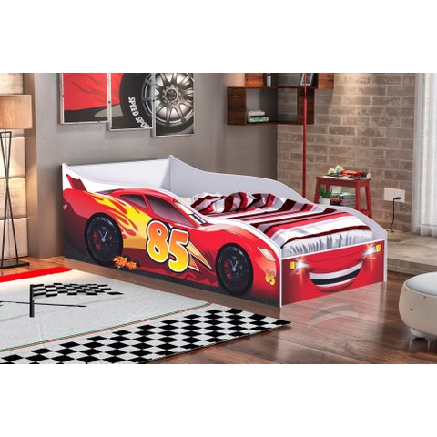 Cama Infantil Carro com Grade Carrinho 155x70 Vermelho