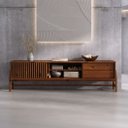 Ver imagem 4 de Rack Ripado para Sala Tv 75 Polegadas Minimalista 2 Gavetas Madeira Castanho Adamo Idimex