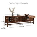 Ver imagem 5 de Rack Ripado para Sala Tv 75 Polegadas Minimalista 2 Gavetas Madeira Castanho Adamo Idimex