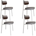 Ver imagem 1 de Kit 04 Cadeiras Estofada para Sala de Jantar Astrid Branco C01 Linho Cinza Courino Whisky - Lyam Dec