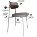 Ver imagem 4 de Kit 04 Cadeiras Estofada para Sala de Jantar Astrid Branco C01 Linho Cinza Courino Whisky - Lyam Dec