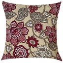Ver imagem 3 de Kit 4 Capas de Almofadas Maxi Floral Marsala e Laranja Liso 45x45cm