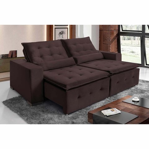 Sofá Spazzio Retrátil e Reclinável 2,90 Cm - 5 Lugares - de Casa Décor e Estofados. Cor:vermelho:ver