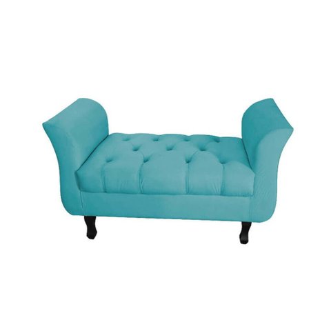 Divã Recamier Barcelona - 90cm Suede - Azul Turquesa