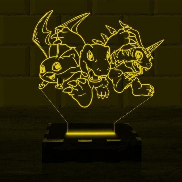 Digimon Led Luminária Led 3D Digimon Abajur - Amarelo | MadeiraMadeira