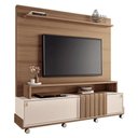 Ver imagem 1 de Estante Home Theater Bold Off White Castanho e Mesa de Centro Sky com Tampo de Vidro Off White- Hb M