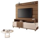 Ver imagem 2 de Estante Home Theater Bold Off White Castanho e Mesa de Centro Sky com Tampo de Vidro Off White- Hb M