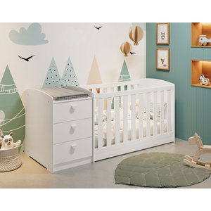 Berço Multifuncional 3 em 1 Atlanta - Reller:branco Acetinado