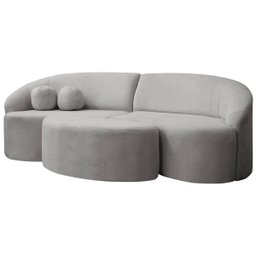 Sofá Orgânico Palermo 4 Lugares 210cm + Puff Bouclê - Sofa Store:bouclê Cinza - 3