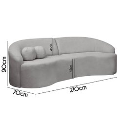 Sofá Orgânico Palermo 4 Lugares 210cm + Puff Bouclê - Sofa Store:bouclê Cinza - 7