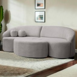 Sofá Orgânico Palermo 4 Lugares 210cm + Puff Bouclê - Sofa Store:bouclê Cinza - 2