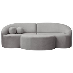 Sofá Orgânico Palermo 4 Lugares 210cm + Puff Bouclê - Sofa Store:bouclê Cinza - 1