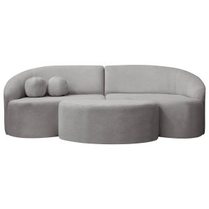 Sofá Orgânico Palermo 4 Lugares 210cm + Puff Bouclê - Sofa Store:bouclê Cinza