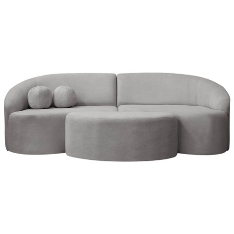 Sofá Orgânico Palermo 4 Lugares 210cm + Puff Bouclê - Sofa Store:bouclê Cinza