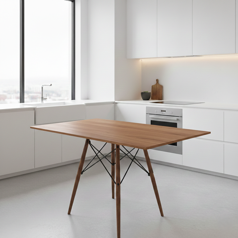 Mesa de Jantar e Sala Eiffel Wood Tampo Retangular de Madeira Amêndoa 120cm