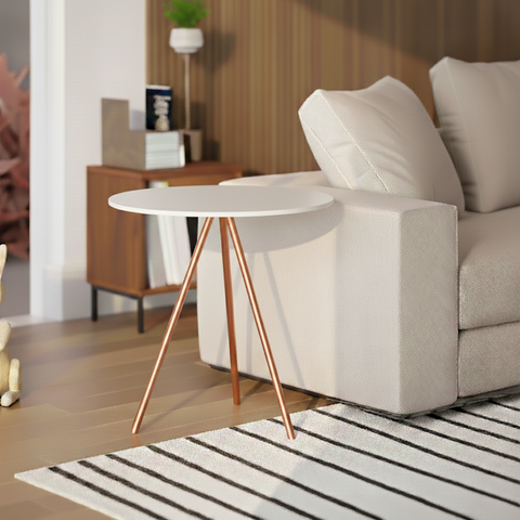 Mesa Lateral Gabriela Cobre Tampo Branco