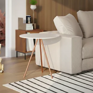 Mesa Lateral Gabriela Cobre Tampo Branco