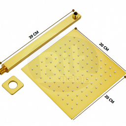Chuveiro Ducha Teto Inox Dourado Slim 20x20 Luxo Quadrado Suporte Piscina Area Externa Banho - 6