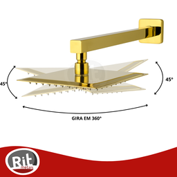 Chuveiro Ducha Teto Inox Dourado Slim 20x20 Luxo Quadrado Suporte Piscina Area Externa Banho - 9