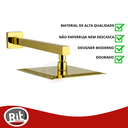 Ver imagem 2 de Chuveiro Ducha Teto Inox Dourado Slim 20x20 Luxo Quadrado Suporte Piscina Area Externa Banho