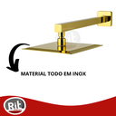 Ver imagem 7 de Chuveiro Ducha Teto Inox Dourado Slim 20x20 Luxo Quadrado Suporte Piscina Area Externa Banho