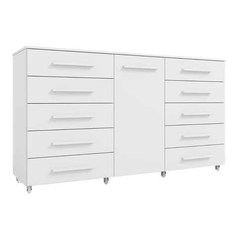 Cômoda Multiuso 10 Gavetas 1 Porta Ferrari com Rodízios