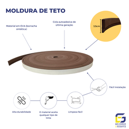Moldura Roda Teto Eva Autocolante E23 3,5cmx1cm 20 Metros - Marrom - 3