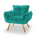 Ver imagem 2 de Kit 2 Poltronas Cadeiras Decorativas Opala Suede Azul Turquesa Pés Palito para Recepção Sala de Esta