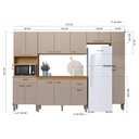 Ver imagem 3 de Cozinha Modulada Completa Fidelitá Mariana 5 Peças 275cm 14 Portas 2 Gavetas com Tampo Freijó/
