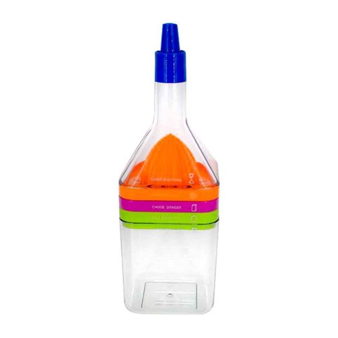 Garrafa 5X1 Multifuncional Funil Espremedor Ralador Separador Copo Medidor