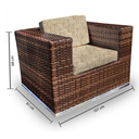 Ver imagem 3 de Conjunto de Sofá Fibra Sintética Quadrado - 1 Sofá 2L + 2 Poltronas + 1 Mesa Centro - Tecido Mykono