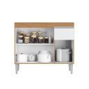 Ver imagem 3 de Gabinete de Pia Armário Tatiane 100cm Amêndoa/branco S/tampo - Ajl Móveis