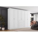 Ver imagem 1 de Guarda Roupa Casal Americano Branco 6 Portas 4 Gavetas Frente em MDF - Henn