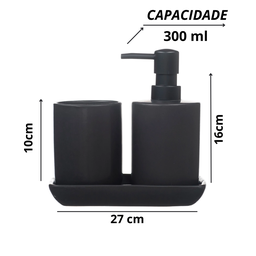 Kit Banheiro Modernos Lavabo com Bandeja Porcelana Preto 3pç:preto - 3